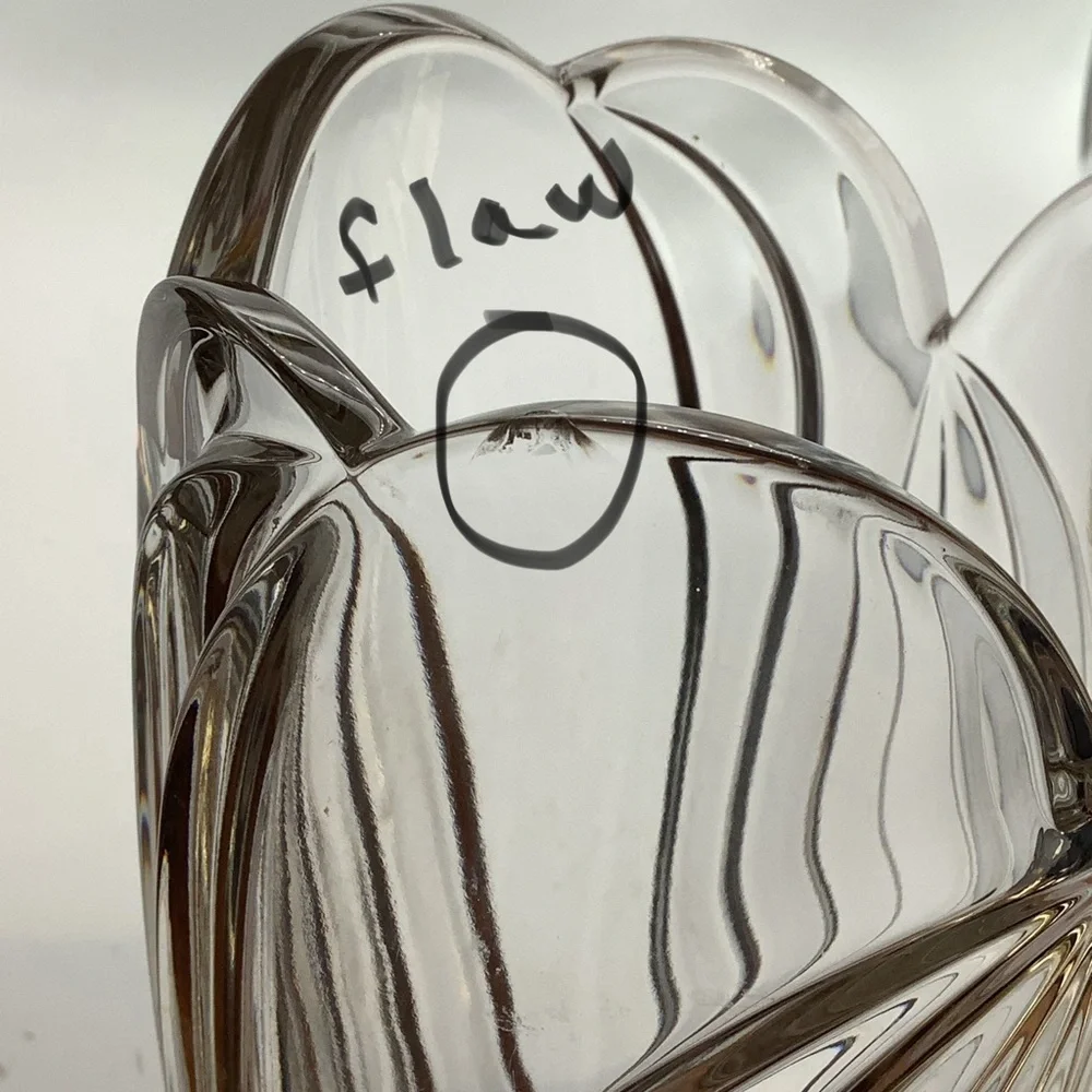 Large 10” Fluted Crystal Vase